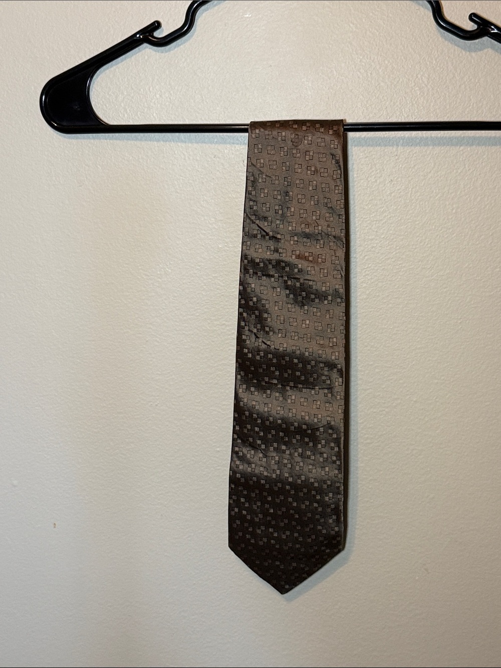 Hugo Boss Brown Geometric Silk Tie